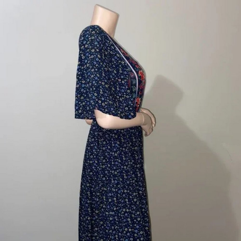PRETTYGARDEN NAVY FLORAL PRINT MAXI DRESS SIZE MEDIUM - Picture 10 of 13